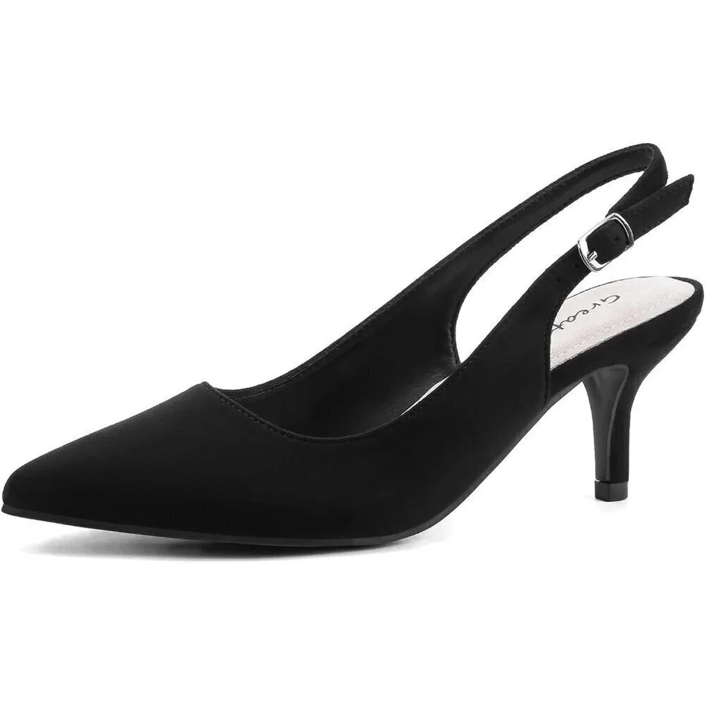 Women’s Low Heel Pumps Closed Pointed  Toe Kitten Heels for Women